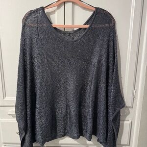 Matty M Sequined Butterfly Blouse Charcoal- Size M